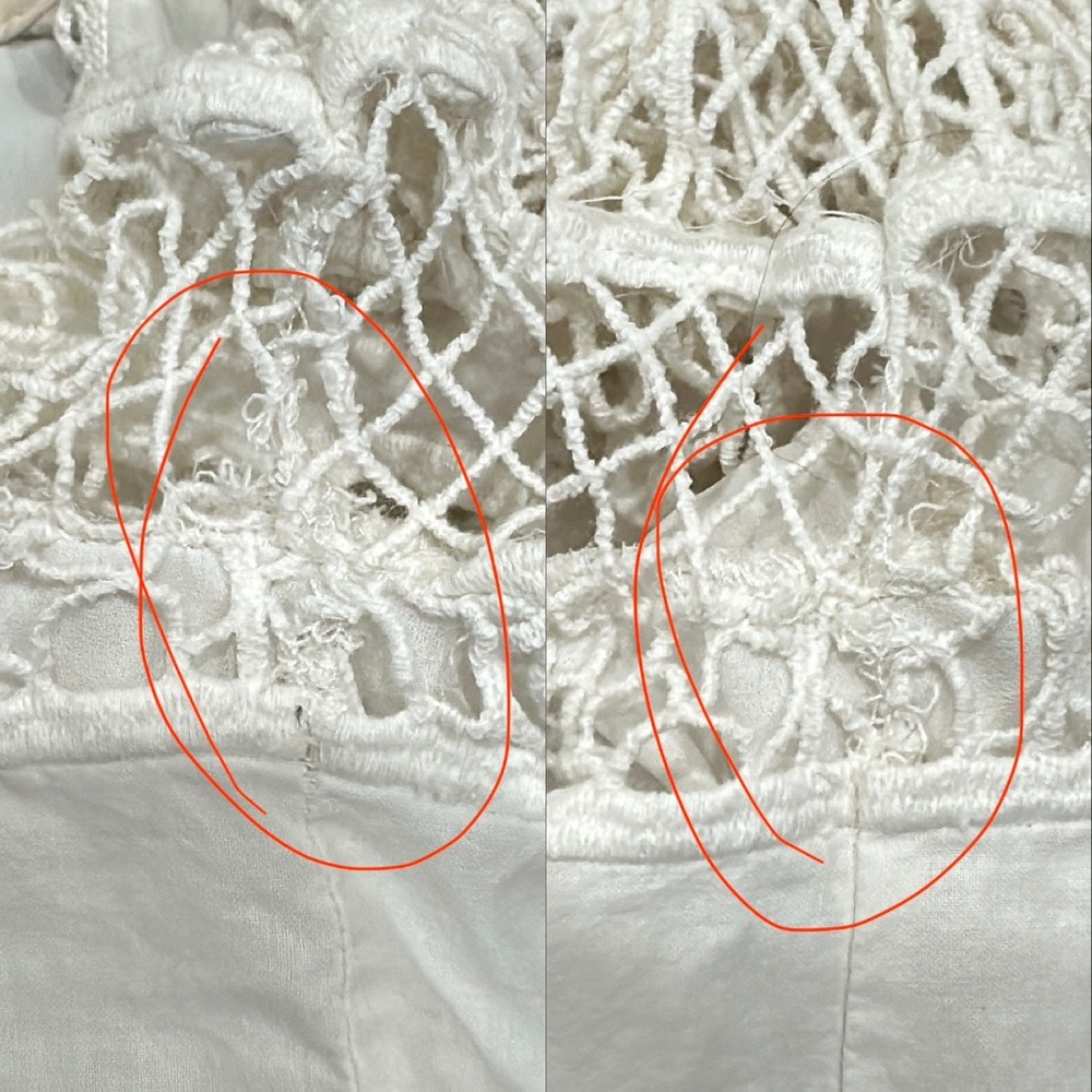 Alexis White Lace Netted Bell Sleeve V-Neck Top XS Boho Crochet Cottage Fairy - Picture 7 of 9